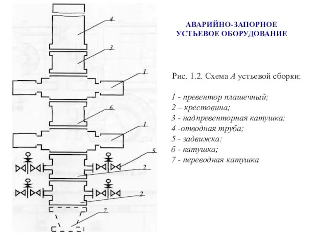 АВАРИЙНО-ЗАПОРНОЕ УСТЬЕВОЕ ОБОРУДОВАНИЕ Рис. 1.2. Схема А устьевой сборки: 1