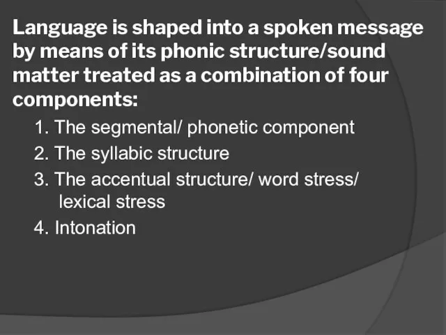 Language is shaped into a spoken message by means of