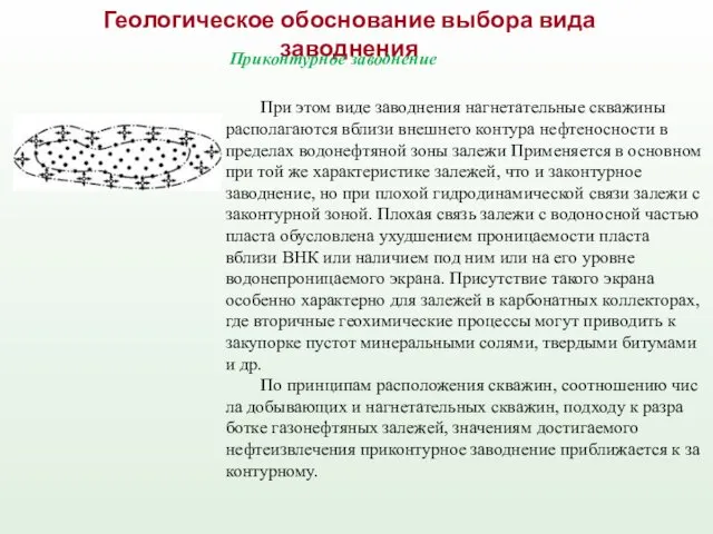 Геологическое обоснование выбора вида заводнения Приконтурное заводнение При этом виде