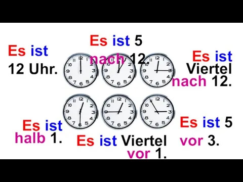 Es ist 12 Uhr. Es ist 5 nach 12. Es