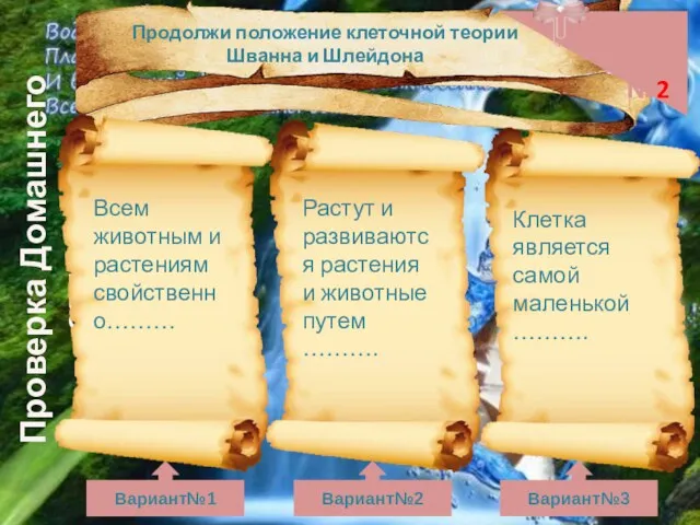 Проверка Домашнего задания Задание №2 Вариант№1 Вариант№2 Вариант№3 Продолжи положение