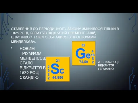 СТАВЛЕННЯ ДО ПЕРІОДИЧНОГО ЗАКОНУ ЗМІНИЛОСЯ ТІЛЬКИ В 1875 РОЦІ, КОЛИ