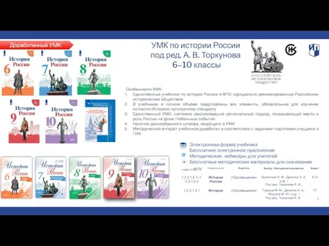 2 УМК по истории России под ред. А. В. Торкунова