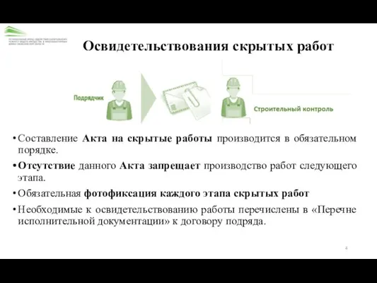 Освидетельствования скрытых работ Составление Акта на скрытые работы производится в