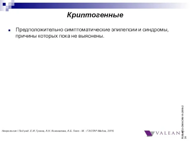 Криптогенные Предположительно симптоматические эпилепсии и синдромы, причины которых пока не