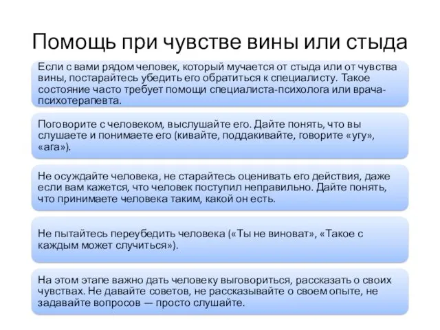 Помощь при чувстве вины или стыда Если с вами рядом