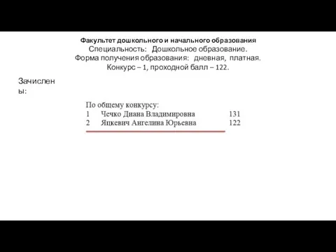 Факультет дошкольного и начального образования Специальность: Дошкольное образование. Форма получения