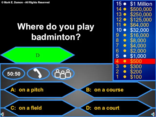 A: on a pitch C: on a field B: on