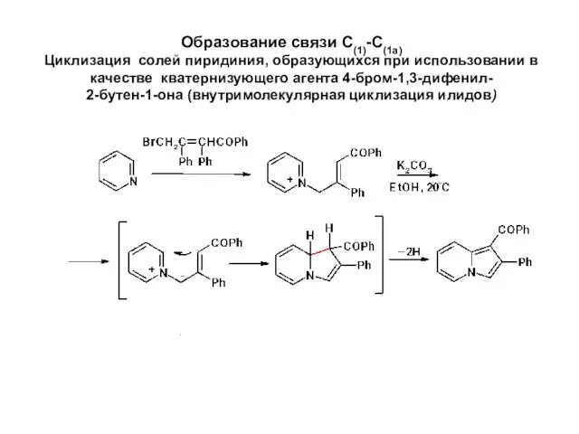 Образование связи С(1)-С(1а) Циклизация солей пиридиния, образующихся при использовании в