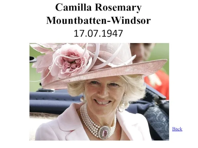Camilla Rosemary Mountbatten-Windsor 17.07.1947 Back