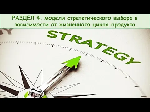 РАЗДЕЛ 4. модели стратегического выбора в зависимости от жизненного цикла продукта