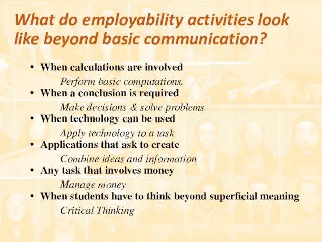 What do employability activities look like beyond basic communication? When