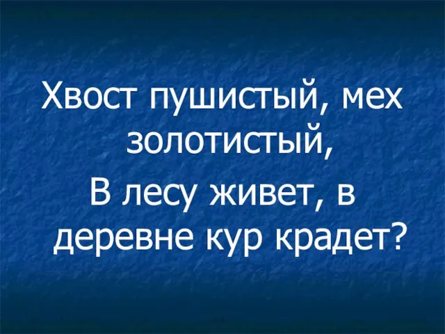 Хвост пушистый, мех золотистый, В лесу живет, в деревне кур крадет?