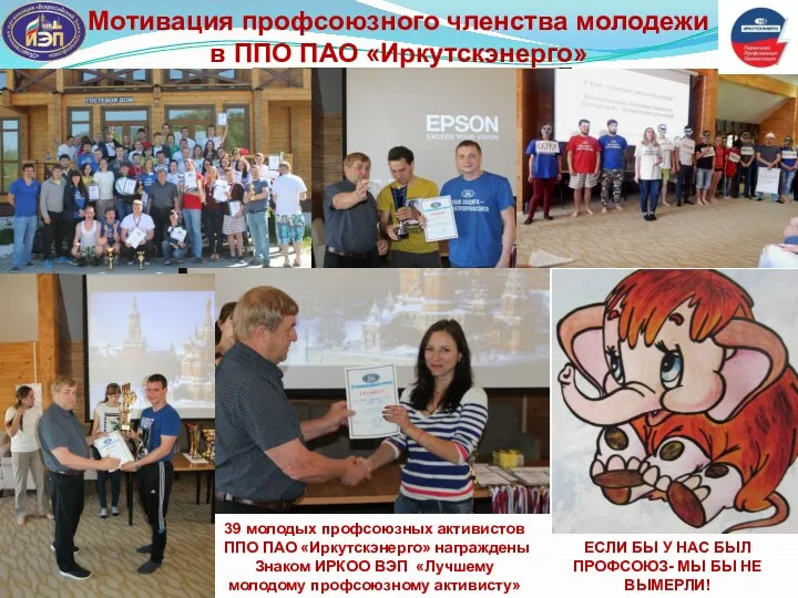 Мотивация профсоюзного членства молодежи в ППО ПАО «Иркутскэнерго» 39 молодых