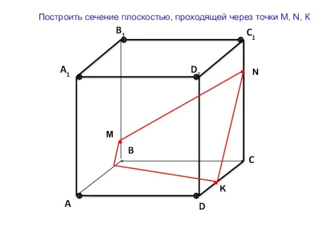 Построить сечение плоскостью, проходящей через точки M, N, К K N M