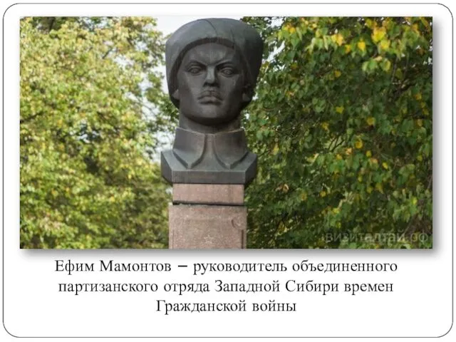 Ефим Мамонтов – руководитель объединенного партизанского отряда Западной Сибири времен Гражданской войны