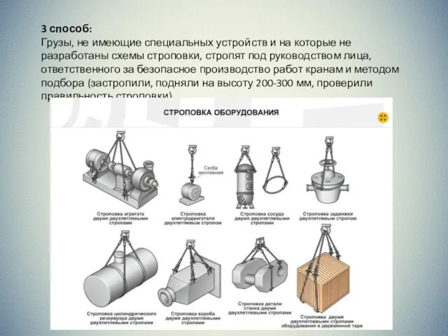 3 способ: Грузы, не имеющие специальных устройств и на которые не разработаны схемы