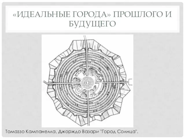 «ИДЕАЛЬНЫЕ ГОРОДА» ПРОШЛОГО И БУДУЩЕГО Томаззо Кампанелла, Джорждо Вазари "Город Солнца".