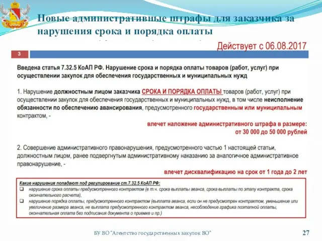 БУ ВО "Агентство государственных закупок ВО" Новые административные штрафы для