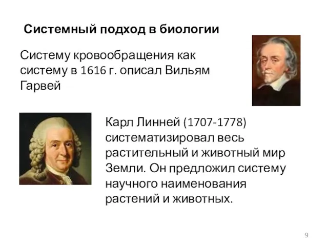 Системный подход в биологии Систему кровообращения как систему в 1616