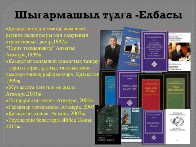 Шығармашыл тұлға -Елбасы «Қазақстанның егеменді мемлекет ретінде қалыптасуы мен дамуының