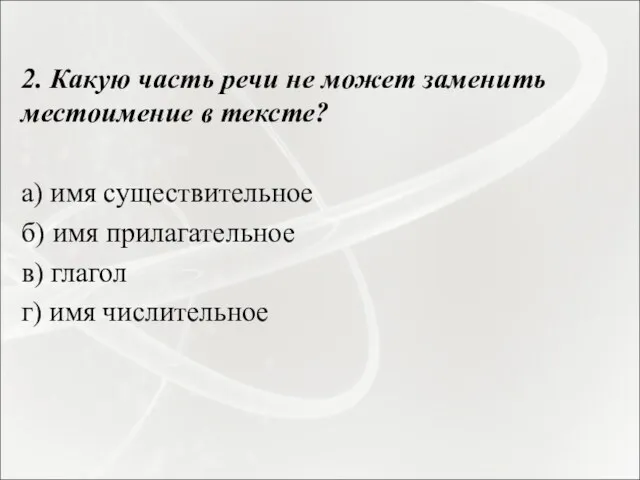 2. Какую часть речи не может заменить местоимение в тексте?