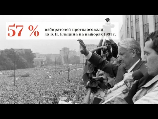 57 % избирателей проголосовало за Б. Н. Ельцина на выборах 1991 г.