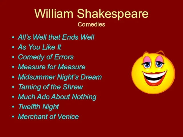 William Shakespeare Comedies All’s Well that Ends Well As You