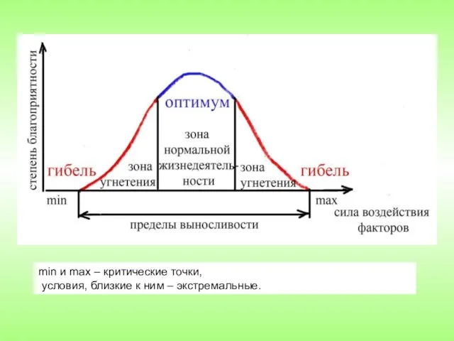 min и max – критические точки, условия, близкие к ним – экстремальные.