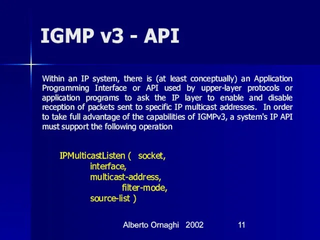Alberto Ornaghi 2002 IGMP v3 - API Within an IP