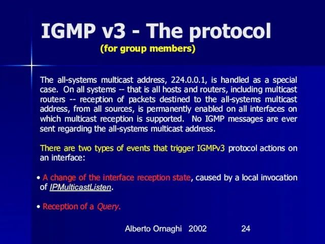 Alberto Ornaghi 2002 IGMP v3 - The protocol (for group