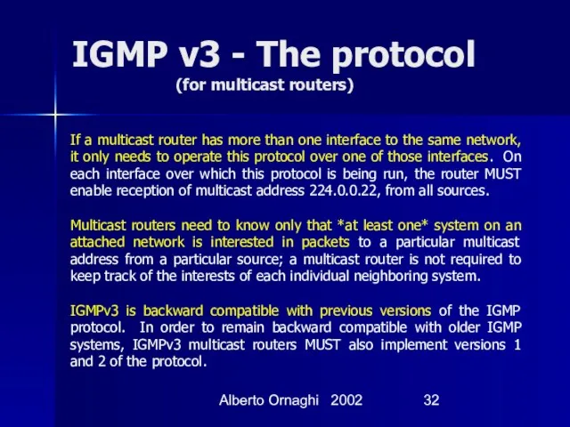 Alberto Ornaghi 2002 IGMP v3 - The protocol (for multicast