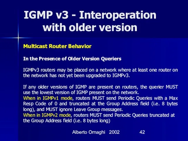 Alberto Ornaghi 2002 IGMP v3 - Interoperation with older version