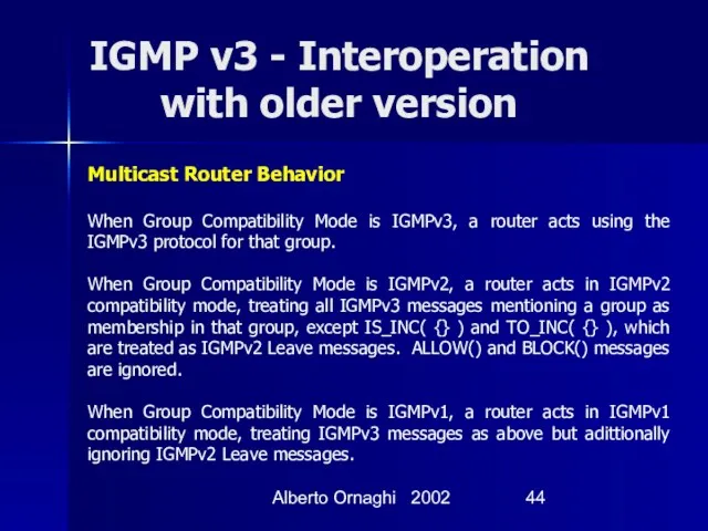 Alberto Ornaghi 2002 IGMP v3 - Interoperation with older version