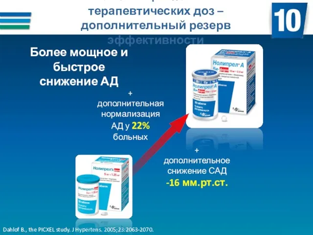 Комбинация полных терапевтических доз – дополнительный резерв эффективности Dahlof B.,