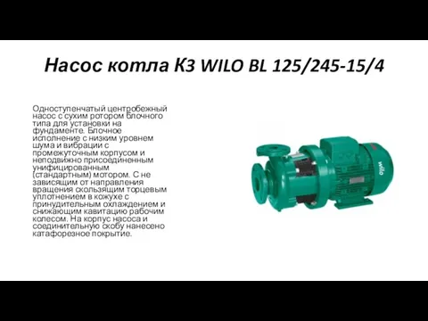 Насос котла К3 WILO BL 125/245-15/4 Одноступенчатый центробежный насос с