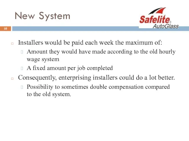 New System Installers would be paid each week the maximum
