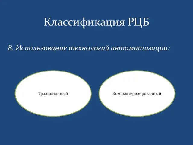 Классификация РЦБ 8. Использование технологий автоматизации: