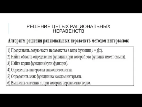 РЕШЕНИЕ ЦЕЛЫХ РАЦИОНАЛЬНЫХ НЕРАВЕНСТВ