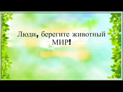 Люди, берегите животный МИР!