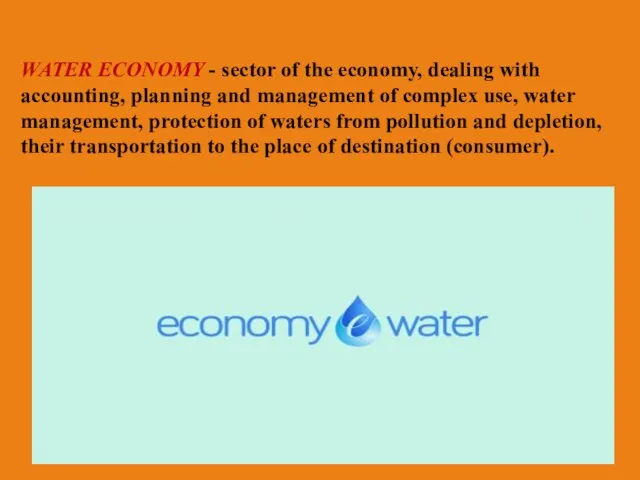 WATER ECONOMY - sector of the economy, dealing with accounting,