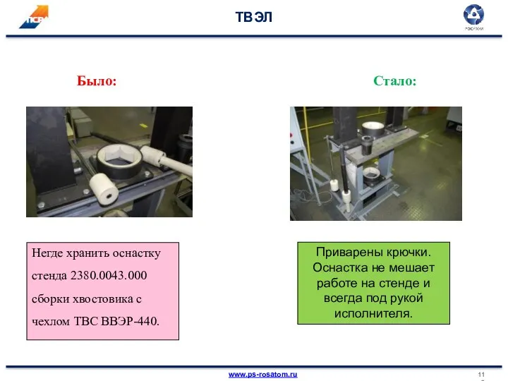 ТВЭЛ Было: Стало: Негде хранить оснастку стенда 2380.0043.000 сборки хвостовика