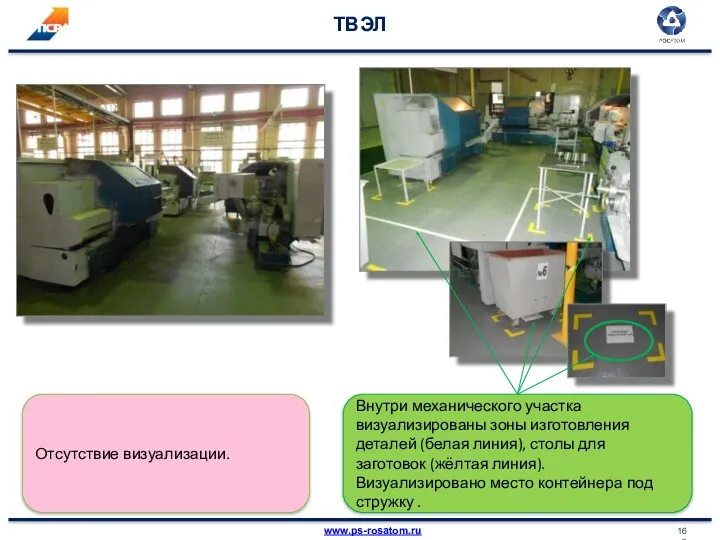 ТВЭЛ Внутри механического участка визуализированы зоны изготовления деталей (белая линия),