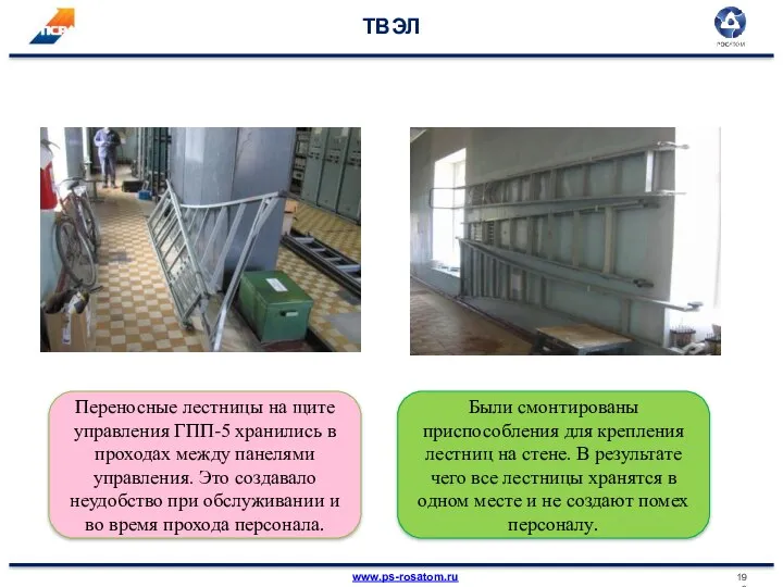 ТВЭЛ Переносные лестницы на щите управления ГПП-5 хранились в проходах