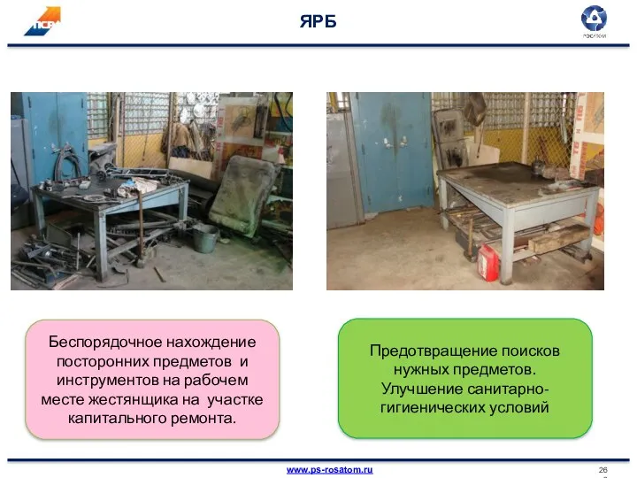 ЯРБ Беспорядочное нахождение посторонних предметов и инструментов на рабочем месте