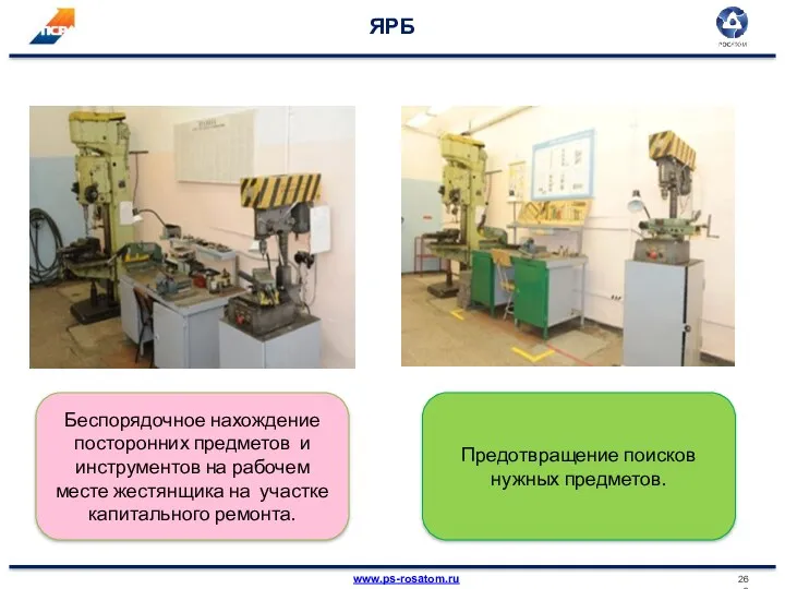 ЯРБ Беспорядочное нахождение посторонних предметов и инструментов на рабочем месте