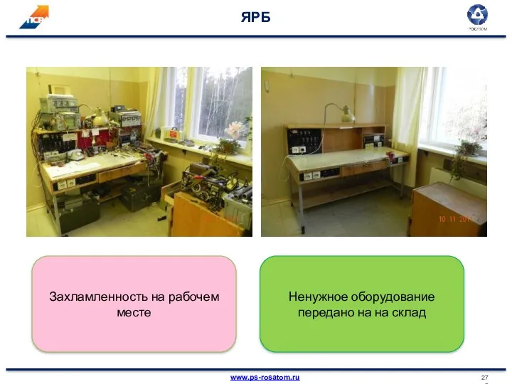 ЯРБ Захламленность на рабочем месте Ненужное оборудование передано на на склад