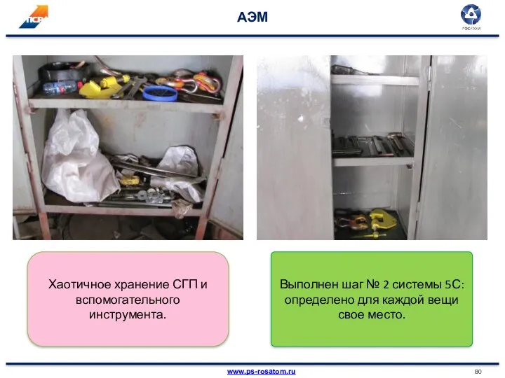 АЭМ Хаотичное хранение СГП и вспомогательного инструмента. Выполнен шаг №