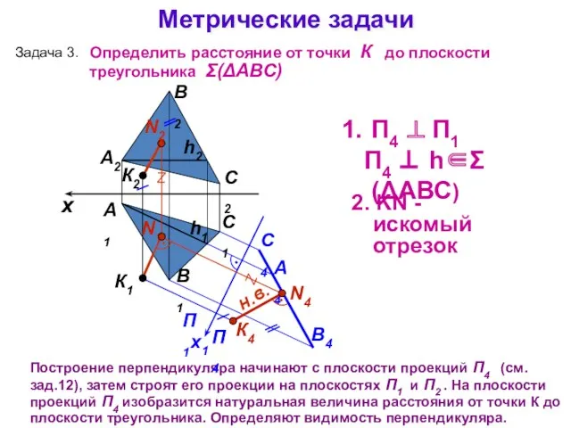 А1 А2 Построение перпендикуляра начинают с плоскости проекций П4 (см.