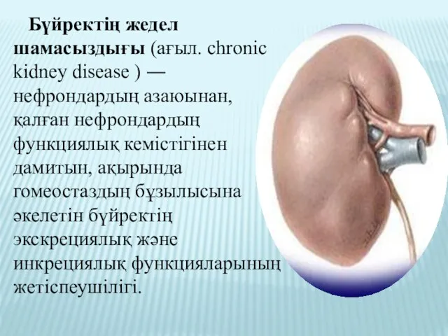 Бүйректің жедел шамасыздығы (ағыл. chronic kidney disease ) ― нефрондардың азаюынан, қалған нефрондардың